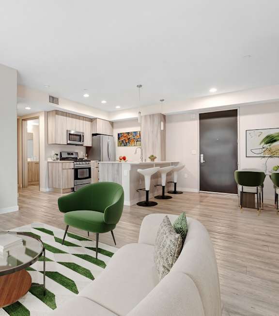 Living Area With TV at The Blvd Lofts, Encino, CA