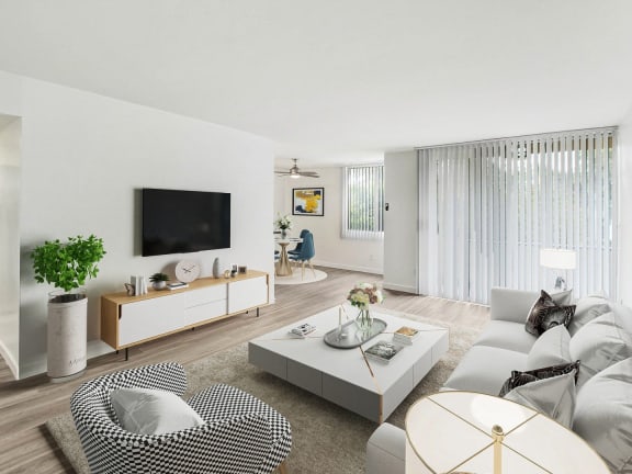 a living room with a couch and a coffee table