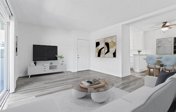 a living room with a couch and a coffee table