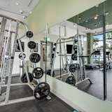 a gym with weights and mirrors in aria resort and spa
