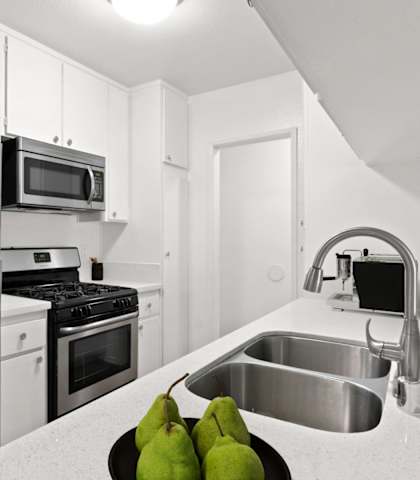the preserve at ballantyne commons apartment kitchen with stainless steel appliances