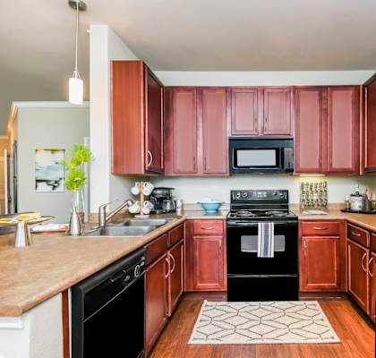 interior kitchen view at Falls at Eagle Creek luxury apartments