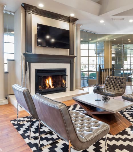 Social Lounge with Fireplace at Saw Mill Village Apartments, Columbus, Ohio