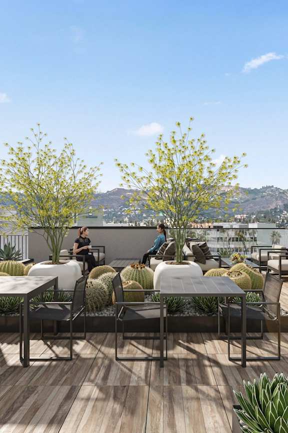 Two beautiful roof top decks with amazing views at Skylar At Sunset, Los Angeles California