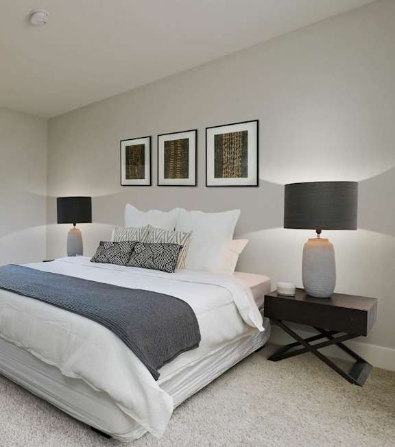 bedroom with a cozy bed at Alon Apartments, Los Angeles, CA, 90034