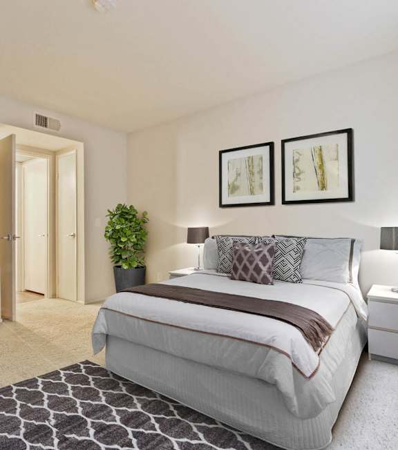 a luxurious bedroom at Toluca Lofts, Toluca Lake, CA