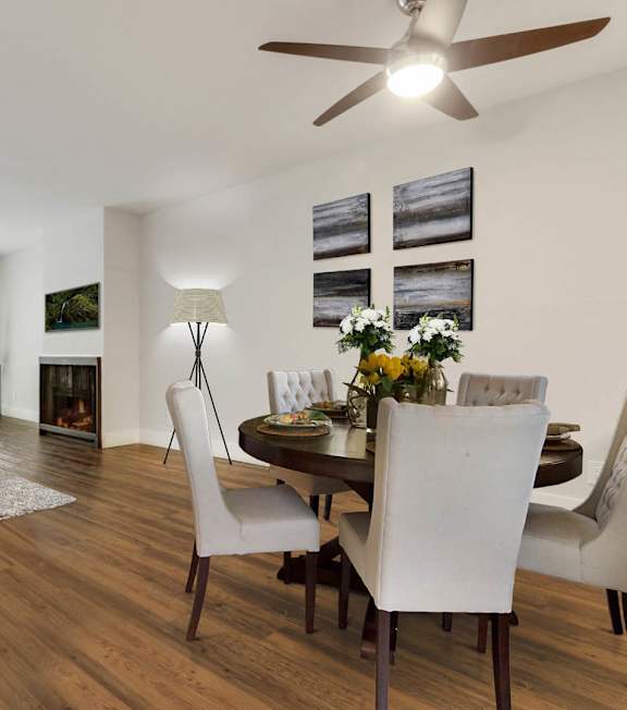 a living room with a dining table at Waverly, Los Angeles, CA