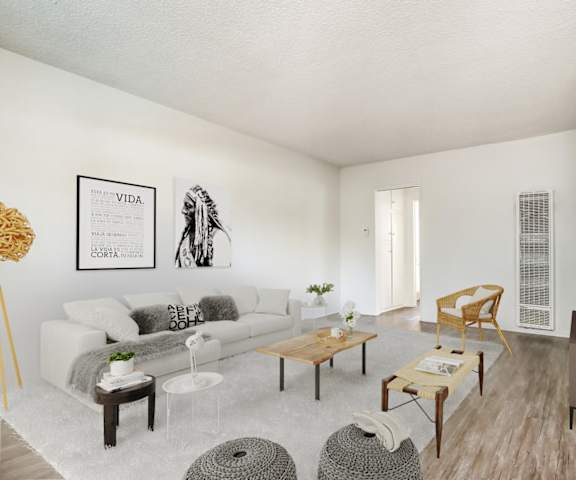 a living room with a couch and a table