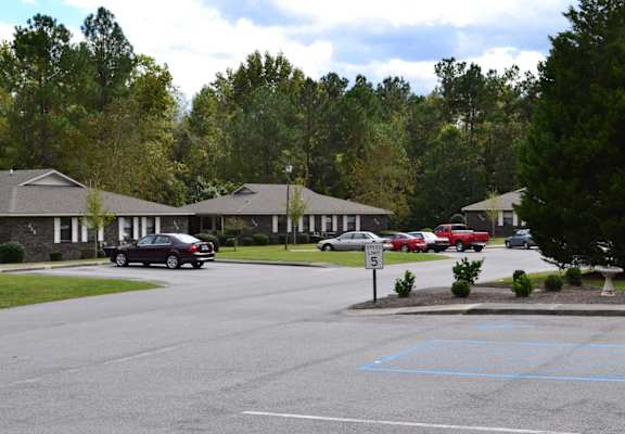 A parking lot with a sign that says 5.