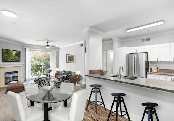 Kitchen with island dining at Canyon Crest, Riverside, California