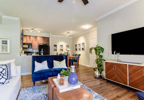 interior living room inside of City North at Sunset Ranch's luxury apartment