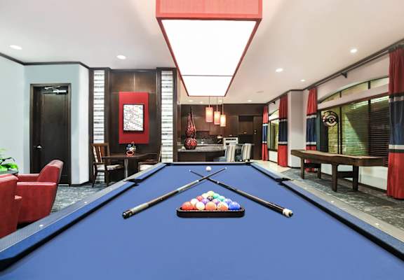 game room with a pool table