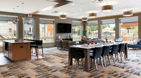large clubhouse with tv area at the liberty apartments in golden valley Minnesota