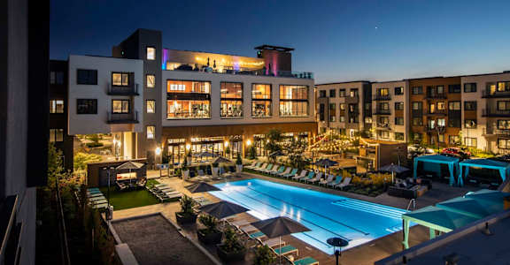 a view of the pool at radisson blu hotel & convention center or nearby