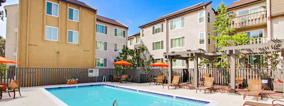 Courtyard resort-style swimming pool, lounges, picnic area on the side