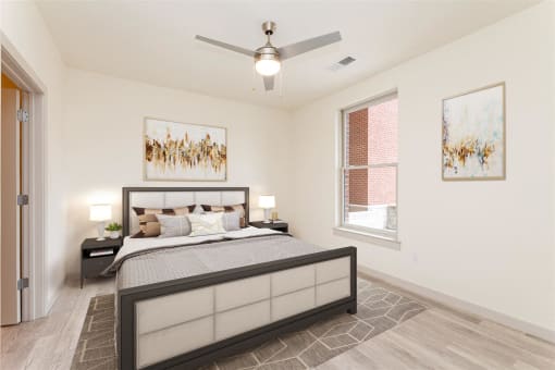 Spacious Guest Room with Bed at Circ Apartments in Richmond, VA 23220