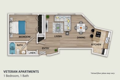 Floor Plan  1 Bedroom, 1 Bath
