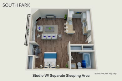  Floor Plan Studio With Separate Sleeping Area