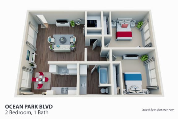Floor Plan  2 Bed 1 Bath