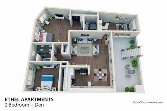 Floor Plan  2 Bedroom, 2 Bath With Den