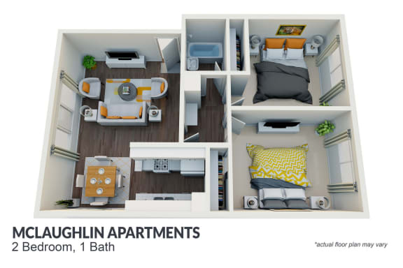 Floor Plan  2 bed 1 bath
