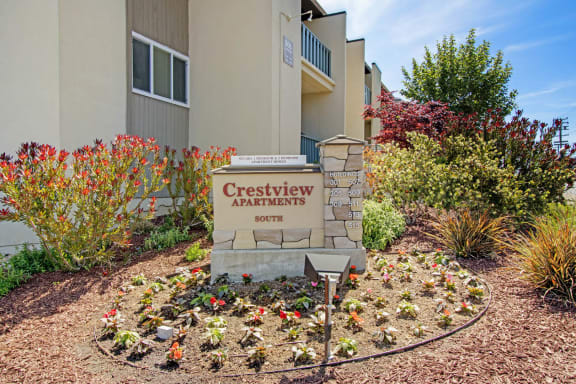 an image of the entrance sign at crestview apartments