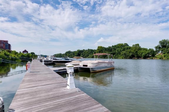 a row of boats docked at a dock at East 51 At Rocketts Landing, Richmond, 23231