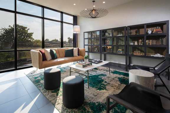 a living room with a couch and a coffee table at The Irvine, Philadelphia