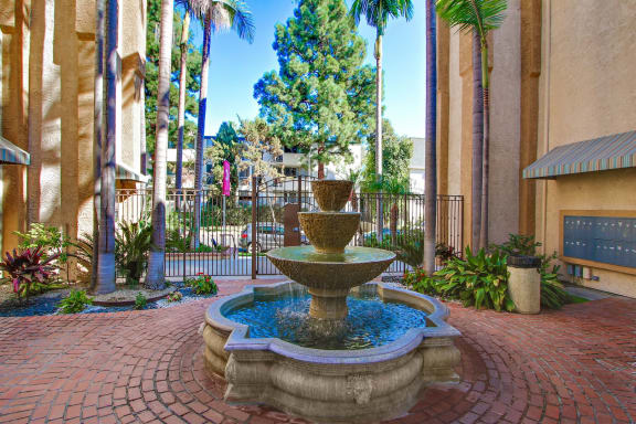 Natick Park courtyard fountain, mail area on the right side