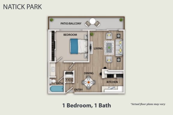 Floor Plan  1 Bedroom, 1 Bath