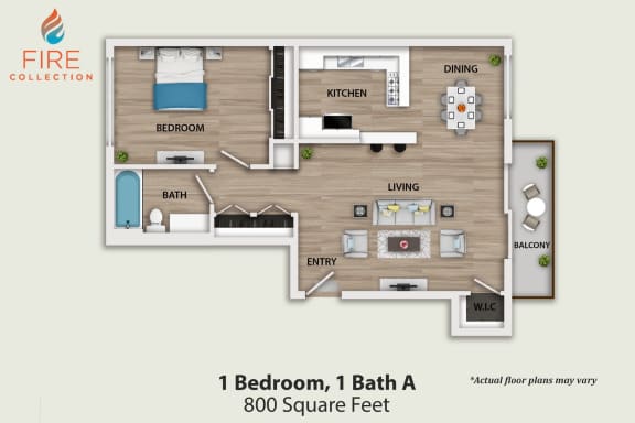 Floor Plan  1 Bedroom, 1 Bath