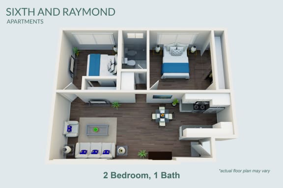 Floor Plan  2 Bedroom, 1 Bath