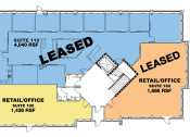 Thumbnail 3 of 8 - a floor plan of a gym with the floors leased andleased