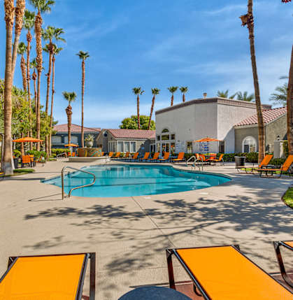 the swimming pool at our apartments in palm springs
