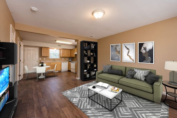 hardwood floor big dining room living