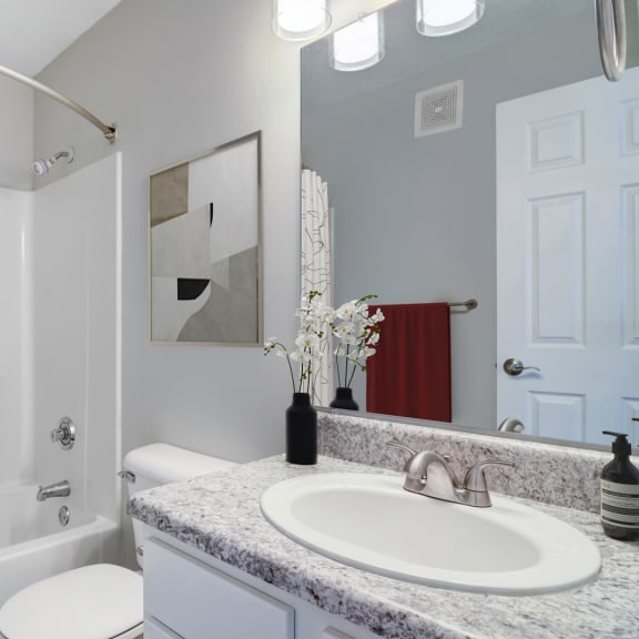 this is a photo of the bathroom in a 1 bedroom apartment at deer hill apartments in c