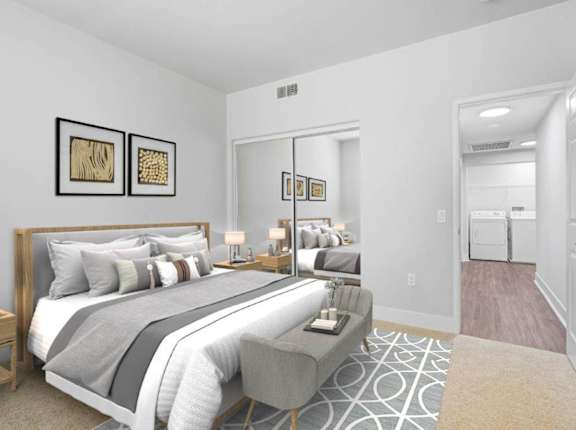 modern bedroom at Canyon Crest, Riverside, California