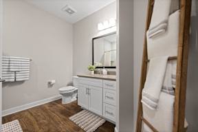 a bathroom with a toilet and a sink and a mirror