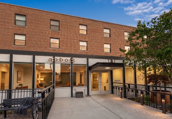 A building with the word "abbot" written on it.