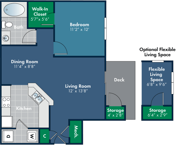 1 bedroom 1 bathroom 812 Square-Foot Amador with Flex Floor Plan at Abberly Place at White Oak Crossing, Garner, North Carolina