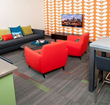 Contemporary Living Room at 2800 Girard Apartments, Minneapolis, MN