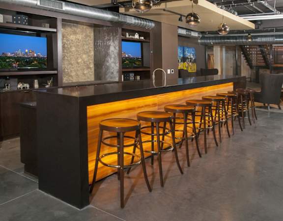 Bar Seating in Club Room at 700 Central in Minneapolis, MN