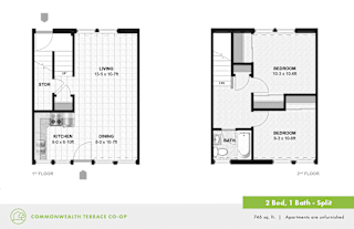 View 2 Bed 1 Bath Apartment Images