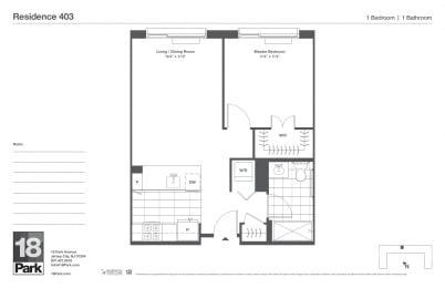  Floor Plan 1 bed 1 bath