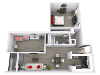 2 bedroom 1 bathroom 2x1 Floor Plan at City Park View, Los Angeles, 90057
