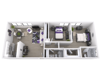 2 Bed 2 Bath Floor Plan  at La Fayette Marquis, Los Angeles, CA