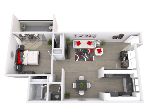 1 bedroom 1 bathroom 1x1 Floor Plan at City Park View, California