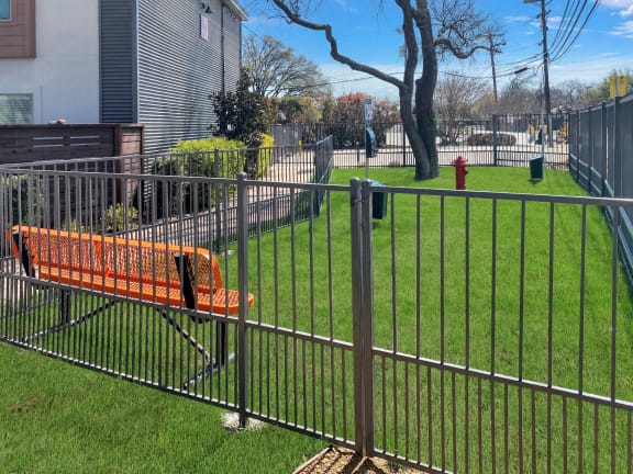 Dog park with secure fencing and open play area at Reserve on Abrams Dallas