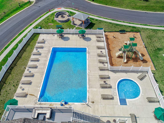 Aerial shot of amenities