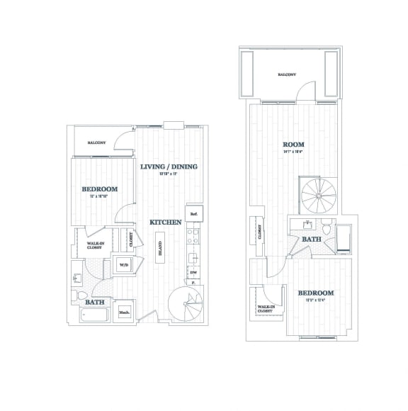 Floor Plan  2 Bedroom - 2 Bath | b16